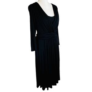 PURE COLLECTION Black‎ Soft Knit Long Sleeve Midi Dress 12 Quiet Luxury Funeral